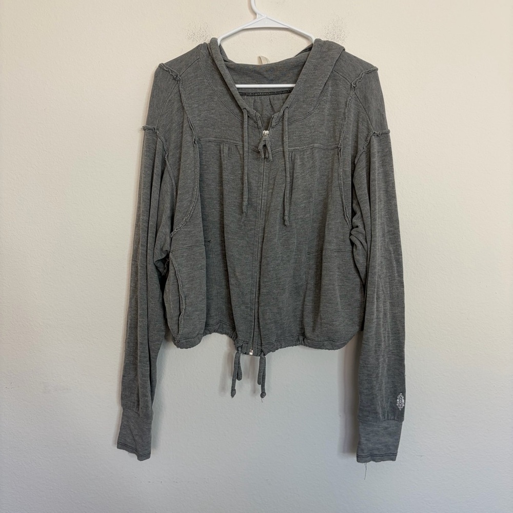 Free People Movement Gray Lightweight Zip Up Hoodie